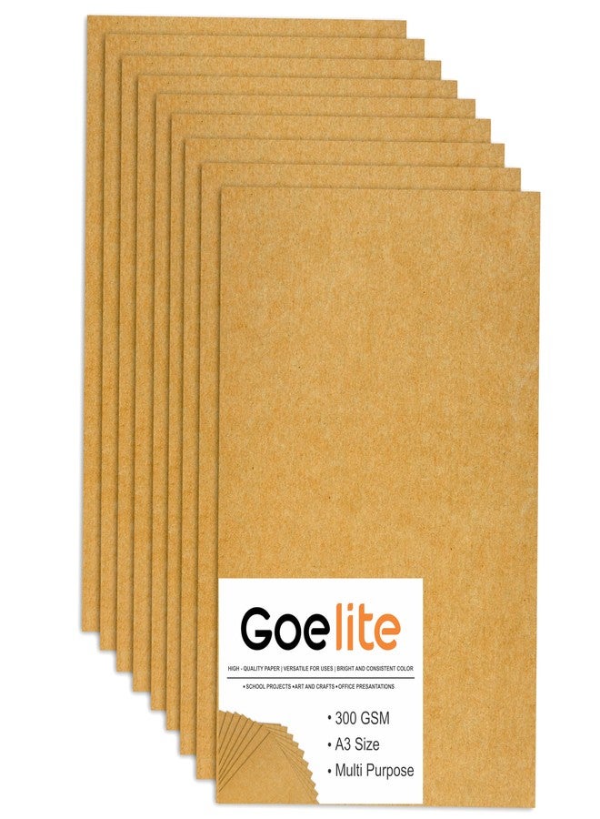 Goelite Craft Paper Sheets Thick 300 GSM | Brown Kraft Sheets Cardboard Pack of 10 | Best for DIY Craft, Sketching, Project Making, Painting, Doodling, Art & Craft (A3 (45 X 30 CM)) - Image 1